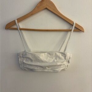 TNA Aritzia White Women's Camisole Crop Top Ruched Bralette, Size Small, EUC.